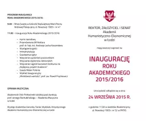 INAUGURACJA ROKU AKADEMICKIEGO 2015/2016